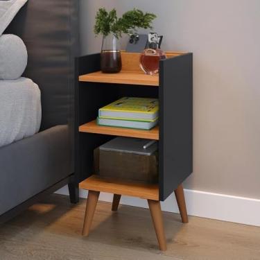 Imagem de Kit 2 Mesa de Cabeceira para Quarto Charme Cores Apoio de Cama Mesinha 61x30x30cm(UNITARIO MAX PRETO CINAMOMO)