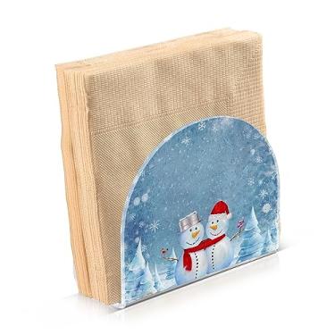 Imagem de Porta-guardanapos Happy Snowman Friends, porta-guardanapos de acrílico para mesa e coquetéis, porta-guardanapos suporte de papel para cozinha, jantar, restaurante, bar