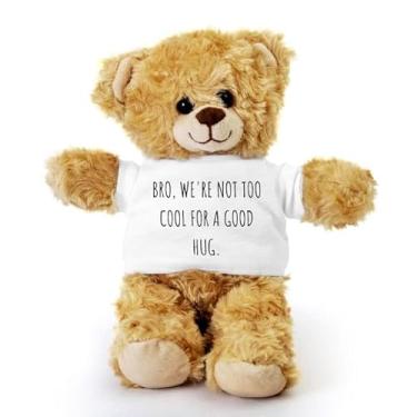 Imagem de SpreadPassion Brother Teddy Bear, Bro, We're not Too Cool for a Good Hug, Gift for Brother, Gift Stuffed Animal, Plush Teddy Bear with Tee, Welcoming Baby Gift, Birthday Christmas Basket Gift Idea