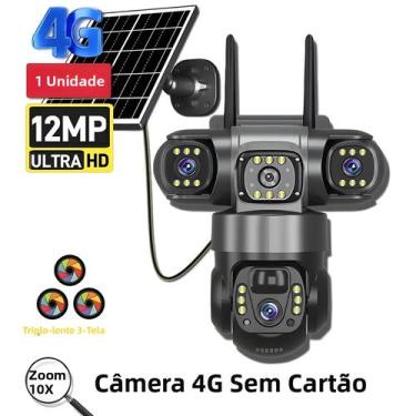 Imagem de Câmera IP Solar HD De 15 MP V380 pro Com 3 Lentes, À Prova d'Água, Vis
