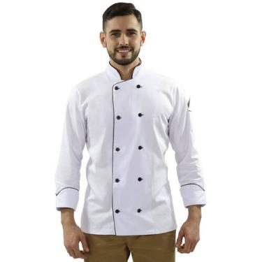 Imagem de Dólmã Para Chef De Cozinha Unissex Branco 100% Algodão Uniforme Gambuz