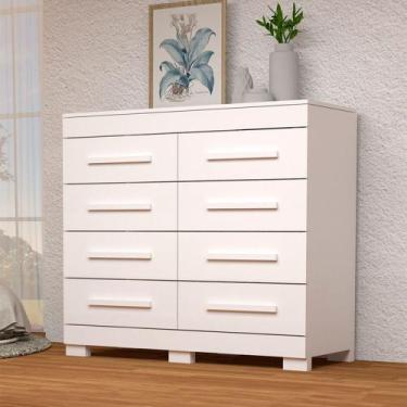 Imagem de Cômoda Nalu 8 Gavetas 100% Mdf Branco - Acp Móveis, Branco