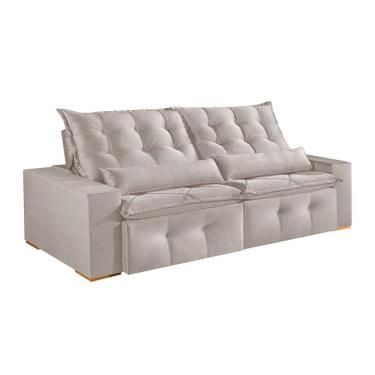 Imagem de Sofá 3 Lugares Retrátil e Reclinável França Veludo Areia 210 cm