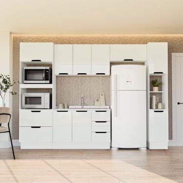 Imagem de Cozinha Compacta 250062 5 Peças Meena Com Rodapé Branco Politorno Móveis