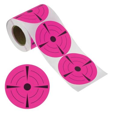 Imagem de Adesivos de alvo redondos fluorescentes de 7,6 cm, 1 rolo de papel reativo para alvos de tiro de alvo para prática de tiro, rosa vermelha