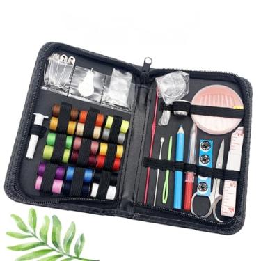 Imagem de Kit de costura 58 peças com estojo, suprimentos de costura portátil para viajantes domésticos, adultos, iniciantes, emergências, contém linha, tesoura, agulhas, fita métrica