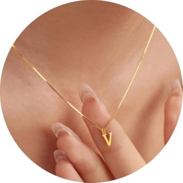 Imagem de Colar com pingente de inicial personalizada A-Z, joia minimalista de aço inoxidável para mulheres, pingente de alfabeto personalizado, F, Aço inoxidável, Sem Pedra Preciosa