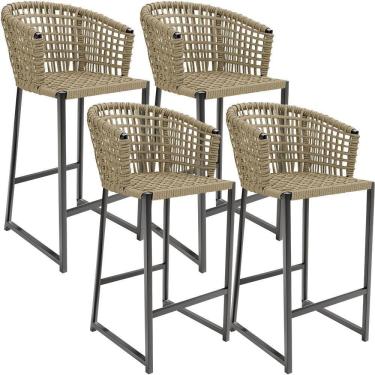 Imagem de Kit 04 Banqueta Para Área Gourmet Cozinha Varanda D04 Bege