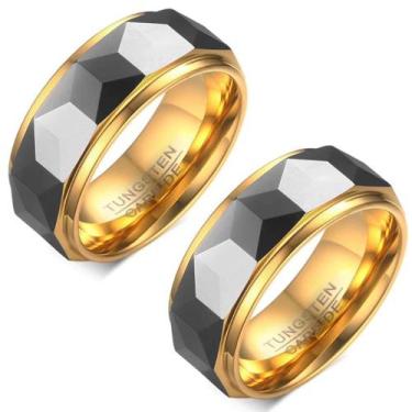 Imagem de Alianças Tungstênio Ouro Namoro Compromisso Fio Ouro 8mm Resistente An