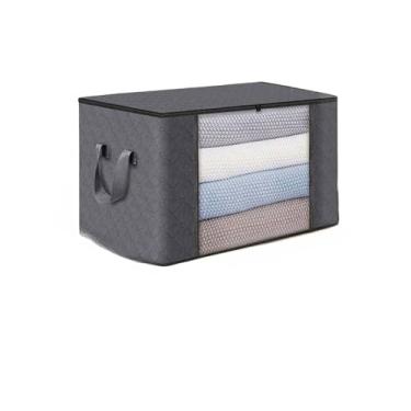 Imagem de KIT 1-5 Caixa Saco Organizador Grandes Edredom Casaco Guarda Roupa para Lençol Travesseiro, Calças e Cobertor Multiuso(Reforçado-84L-Cinza x2)