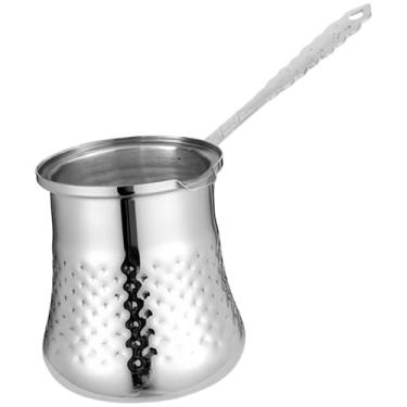Imagem de MotiveTech Cafeteira portátil prateada para derreter chocolate, em aço inoxidável com pega confortável, ideal para cozinha. Aquecedor de manteiga, L