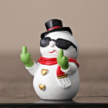 Imagem de Daisylily Estátua engraçada de boneco de neve de Papai Noel, decoração de Natal, presentes impertinentes de ano novo para enfeites de prateleira de mesa - boneco de neve