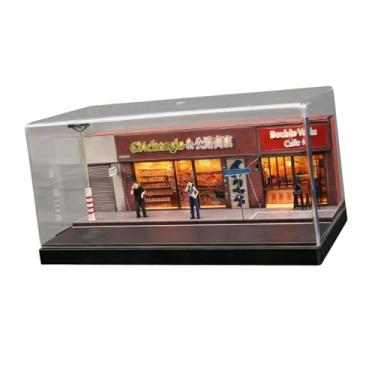 Imagem de simhoa Maquete para loja de conveniência em escala 1/64 com iluminação, ideal para escritório, festival de primavera e decoração de vitrine.