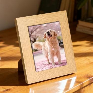 Imagem de Porta-retrato estilo galeria de 12 x 17 cm com borda ampla, design minimalista moderno para exibição de parede ou mesa, marrom