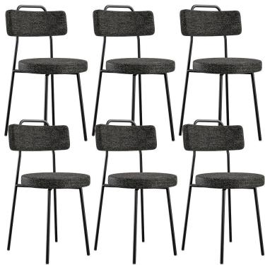 Imagem de Kit 06 Cadeiras Estofada Barcelona F01 Linho Chumbo