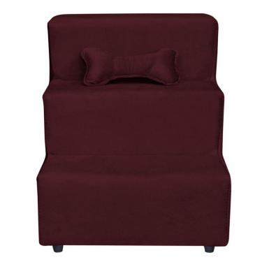 Imagem de Escadinha Pet 3 Degraus Cachorro E Gato Veludo Bordô