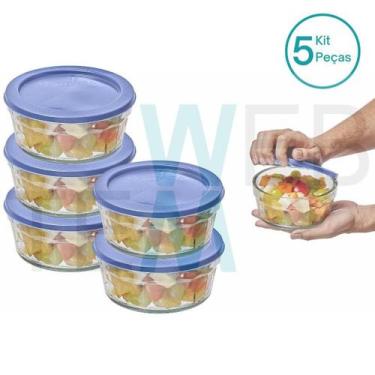 Imagem de Kit 5 Potes Tigela de Vidro com Tampa Plástica Laguna 750ml Vitazza:Pa
