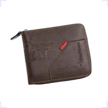 Imagem de Carteira Masculina Couro Legitimo + Porta-moedas 4 Cores, Caqui escuro