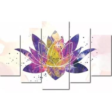 Imagem de Kit quadro decorativo 5 peças 95x60cm Flor De Lotus