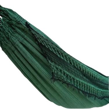 Imagem de Rede de Dormir Descanso Casal, Jeans Confortável E Resistente(Verde C/Franjas)