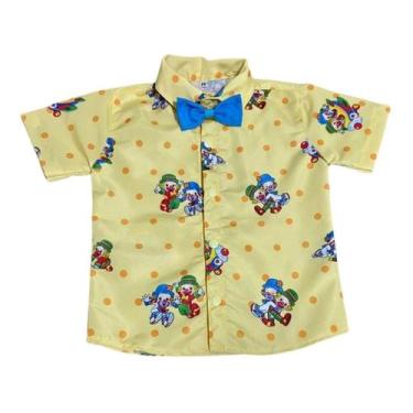 Imagem de Camisa Infantil Social Palhaço Patati Patata Circo + Gravata - Pequeno