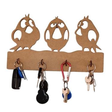 Imagem de Porta Chaves Chaveiro Parede Passaros - MDF CRU - LENOBRE