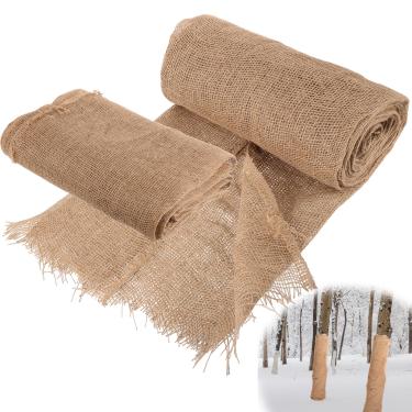 Imagem de Sibosen Rolo de serapilheira de jardim de 102 cm x 22 m Tecidos de juta natural rolo de geada de inverno cobertores de plantas para inverno ao ar livre árvores arbustos corredor cobertura de plantas