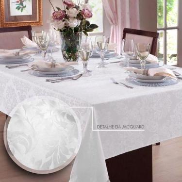 Imagem de Toalha de mesa Retangular em Jacquard 8 Lugares  Admirare, Branca