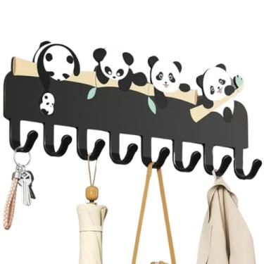 Imagem de Suporte de gancho magnético, suporte de chave magnético para parede, suporte de parede para geladeira, armário de metal, churrasqueiras, lava-louças (panda, 8 ganchos)