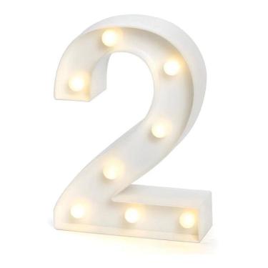 Imagem de Luminária Decorativa Led 3D Número 2 Branca 21Cm Decor Festa