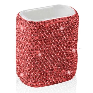 Imagem de MINGZAIQIPEI Caixa de armazenamento de carro de cristal brilhante organizador para mulheres, comporta protetor labial, batom, pequenos cosméticos essenciais (vermelho)