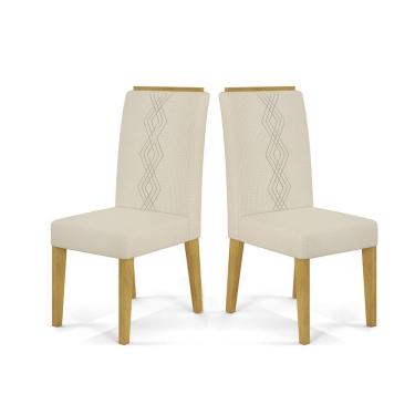 Imagem de Cadeira De Jantar Yasmin Conjunto Com 2 Cadeiras Cedro Com Veludo Neve