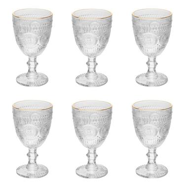 Imagem de Conjunto 6 Taças De Vidro Com Fio De Ouro 320 Ml Mandala Wolff