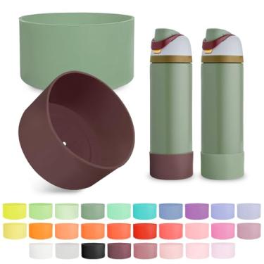 Imagem de Kaitiaki 2 peças de bota de silicone para garrafa de água FreeSip Owala 680 g, capa inferior antiderrapante resistente a arranhões, acessórios de garrafas esportivas protetoras, livre de BPA (verde