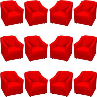Imagem de Kit 12 Poltronas Mila Pé De Plástico Cromado - Vermelho Suede