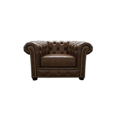 Imagem de Poltrona Chesterfield De Couro Marrom Bicolor