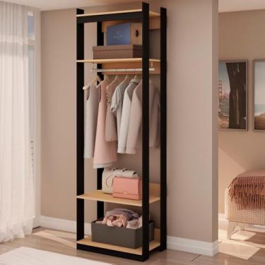 Imagem de Guarda Roupa Genialflex Closet Modulado Aberto 1 Cabide Freijó Preto Fosco