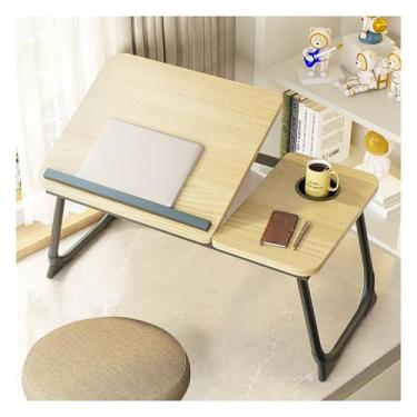 Imagem de Mesa para laptop, mesa baixa para cama, mesa de colo para laptop, mesa dobrável para laptop, mesa de laptop para cama, pode ser usada para jantar, estudar, ler e trabalhar. (nogueira amarela) (bordo