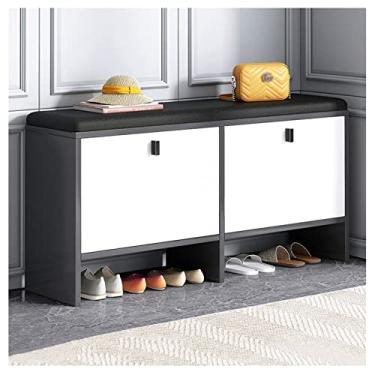 Imagem de Banqueta simples para troca de sapatos, banco de armazenamento moderno, pode ficar na porta, banco de entrada, armário de sapatos, folha, 90 x 24 x 50 cm, C