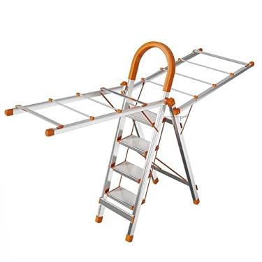 Imagem de LULUMAIC Estante de secagem de roupas, 2 níveis, prateleira de secagem dobrável, grande para secadora, com escada espacial e cabide dobrável para roupas, lençóis (A33 x 15 x 134 cm)