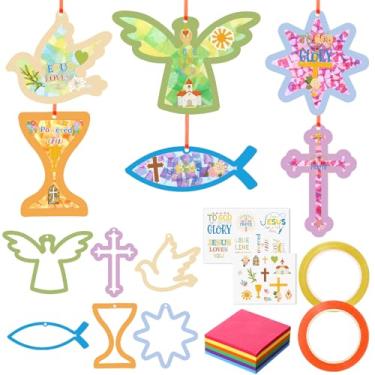 Imagem de Vertintong 25 conjuntos de artesanato cristão "faça você mesmo" com histórias da Bíblia de Jesus para atividades de Natal, jogos escolares dominicais, decorações suspensas (Símbolo Cristão)