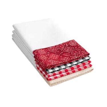 Imagem de 5 Panos de Prato 40x70 Barrado Tricoline Estampado Sortidos