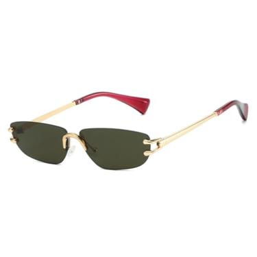 Imagem de Óculos de Sol Femininos Sem Aro, Lentes Transparentes Estilo Oceano, Proteção UV400 (Verde-dourado Escuro)