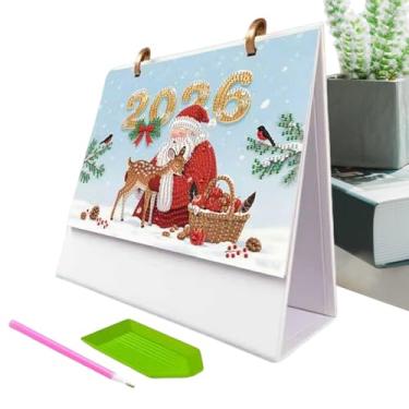 Imagem de Gem Art Painting Calendário de mesa - Gem Art 2026 Planner | Artigos para festas de fim de ano para viagem, apartamento, dormitório, escritório, casa