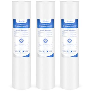Imagem de SUIFL Cartucho de substituição de filtro de água de sedimento PP de 5 mícrons 11,4 x 50,8 cm, compatível com AP810-2, DGD-5005-20, FP25B, pacote com 3