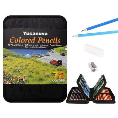 Imagem de Yucanuva 72 lápis de colorir para adultos, conjunto de lápis de cor à base de óleo com estojo com zíper, borracha e apontador, lápis de colorir para adultos, iniciantes, artistas