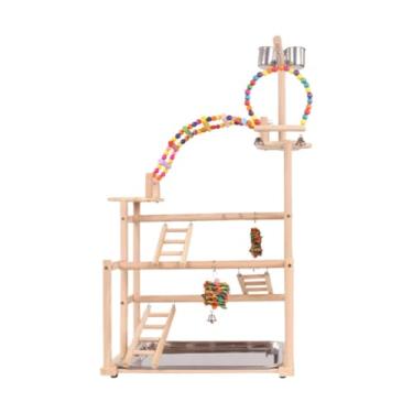 Imagem de Fenteer Suporte de madeira para playground de papagaios, cercadinho, suporte para pássaros de estimação, para pássaros pequenos, conures