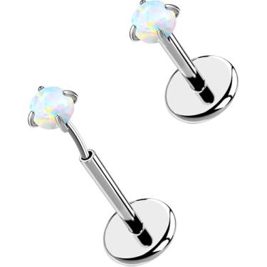 Imagem de OUFER 2 peças 16G/20G brincos de nariz lábios, G23 titânio sólido sem rosca push in nariz narina lábio labret medusa Monroe Helix cartilagem tragus concha lóbulo piercing joias para mulheres e homens