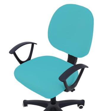 Imagem de Smiry Capas de cadeira de escritório jacquard elásticas, removíveis e laváveis, universais, para cadeira giratória, capa para assento + encosto, água-marinha