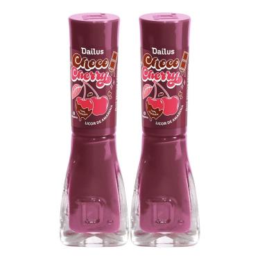 Imagem de Kit 2 Esmalte Dailus Choco Cherry Cremoso Cor Licor Amarena 8ml